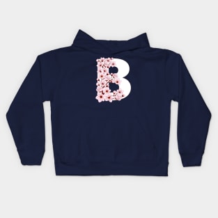 Colorful capital letter B patterned with sakura twig Kids Hoodie